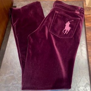 Ralph Lauren Black Label straight leg burgundy wine velvet 5 pocket pants sz 8